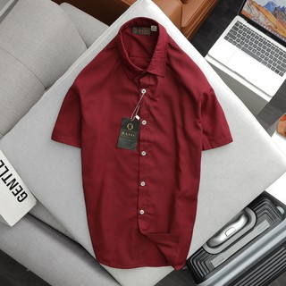 Áo sơ mi nam ngắn tay BASIC - THE MEN SHOW màu ĐỎ BỌC ĐÔ Vải kate mềm mịn siêu mát - HÀO HOA PHONG NHÃ