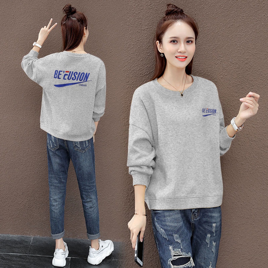 Women's Sweater Newfashionins Winter Thin Round Neck Loose Western Style Korean Style T-shirt Long Sleeve Early Top