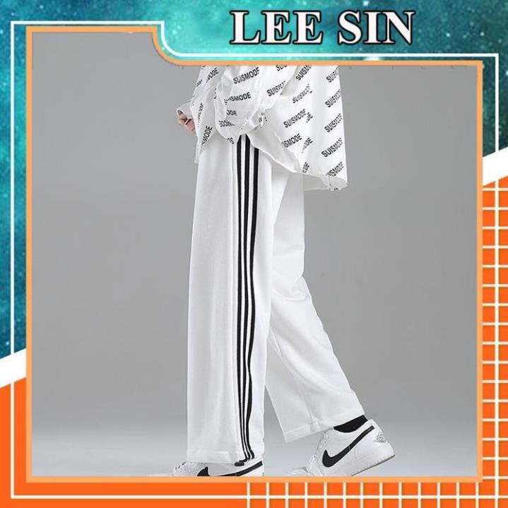 Quần jogger BÓ CHUN RÚT GẤU 3 SỌC thể thao unisex nam nữ ống rộng hiphop basic pants - Lee sin