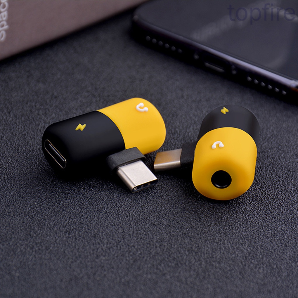 Bộ chuyển đổi âm thanh tai nghe và sạc pin chia 2 trong 1 type C sang 3.5mm usb c