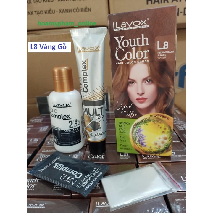 NHUỘM TÓC MÀU THỜI TRANG LAVOX 60mlx2 💖 Kèm Chai Oxy Trợ Nhuộm + Dầu Xả Giữ Màu Tóc + Găng Tay💖 - L8