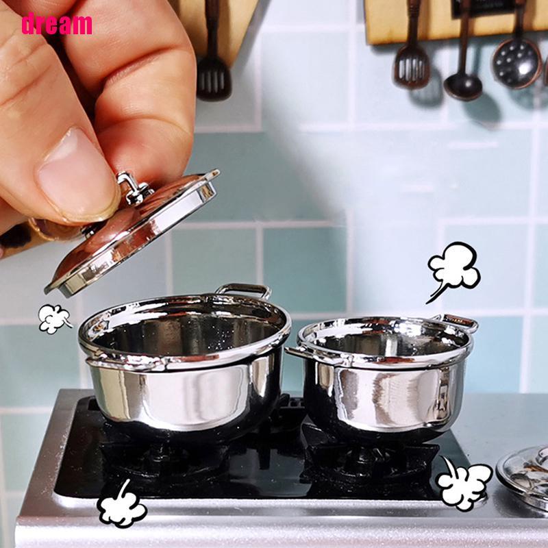 Mô Hình Nồi Nấu Ăn Bằng Thép Không Gỉ Tỉ Lệ 1 / 12 Trang Trí Nhà Búp