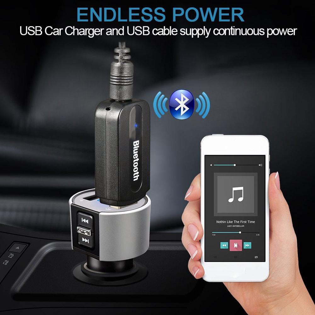 Portable AUX USB Wireless Bluetooth Audio Stereo Car Adapter（with Receiver Audio Cable） Music J5V7