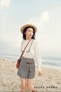 Sơ mi phối lụa tweed