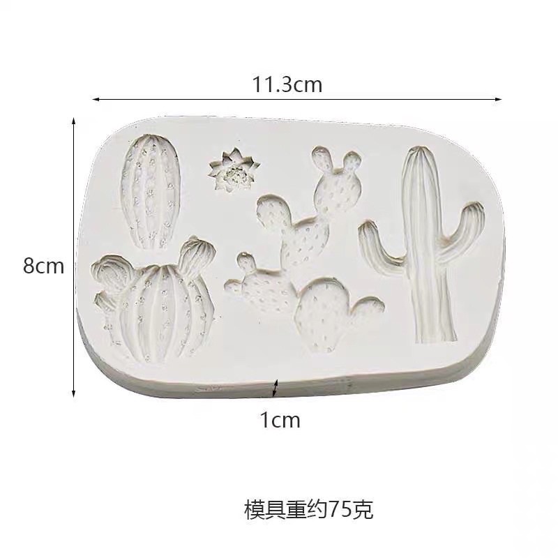 silicon xương rồng trang trí bánh