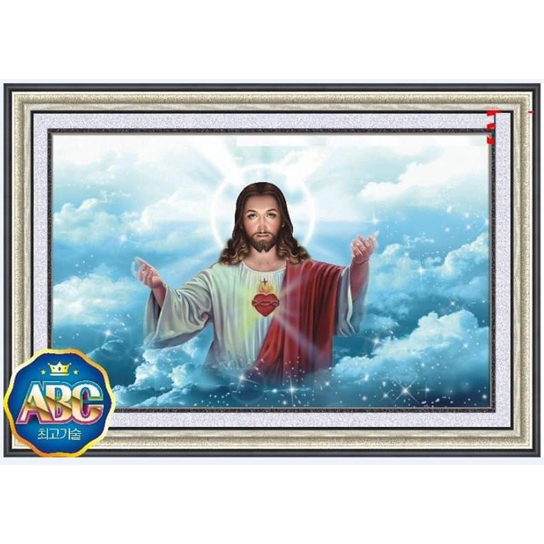 Tranh Chưa Đính Đá CHÚA Jesus (ĐÁ ABC CAO CẤP). Kích Thước: 75cm x 50cm