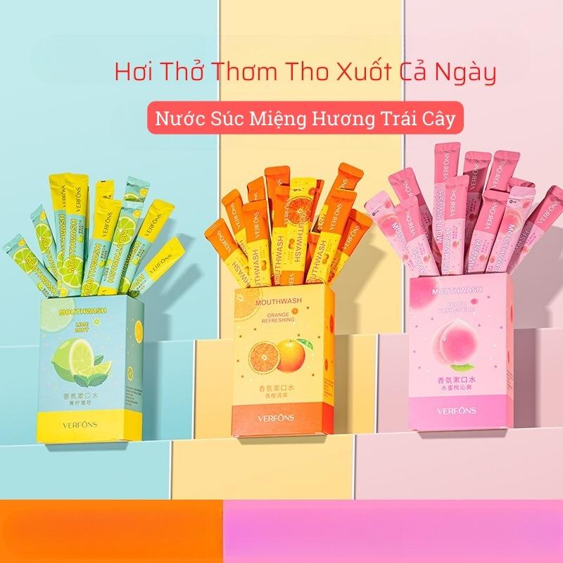 Nước Súc Miệng Gói Hương Trái Cây Giúp Miệng Sạch Sẽ Hơi Thở Thơm Mát Nước Xúc Miệng Ngăn Vi Khuẩn Gây Mùi Ngừa Sâu Răng