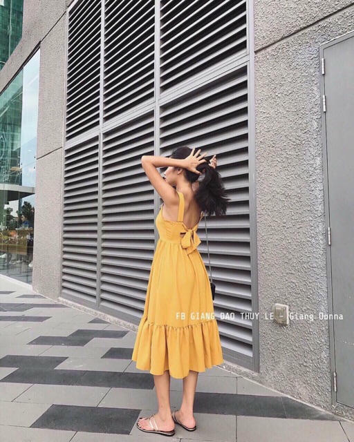 Maxi 2 dây cột nơ có mút ngực (hình thật+video) | BigBuy360 - bigbuy360.vn