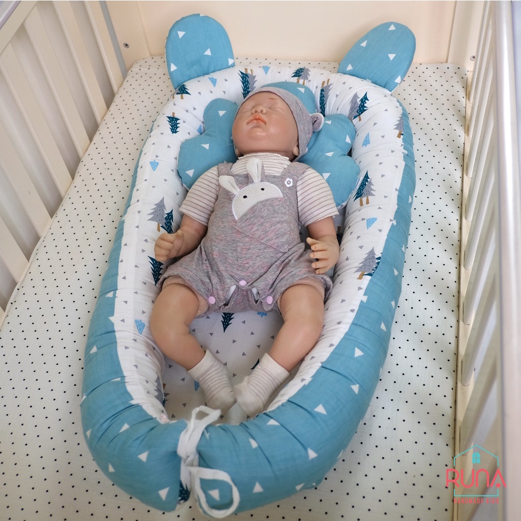 Nôi ngủ chung giường cho bé RUNA KIDS chất liệu Cotton Hàn cao cấp mềm mịn thoáng mát an toàn cho da bé