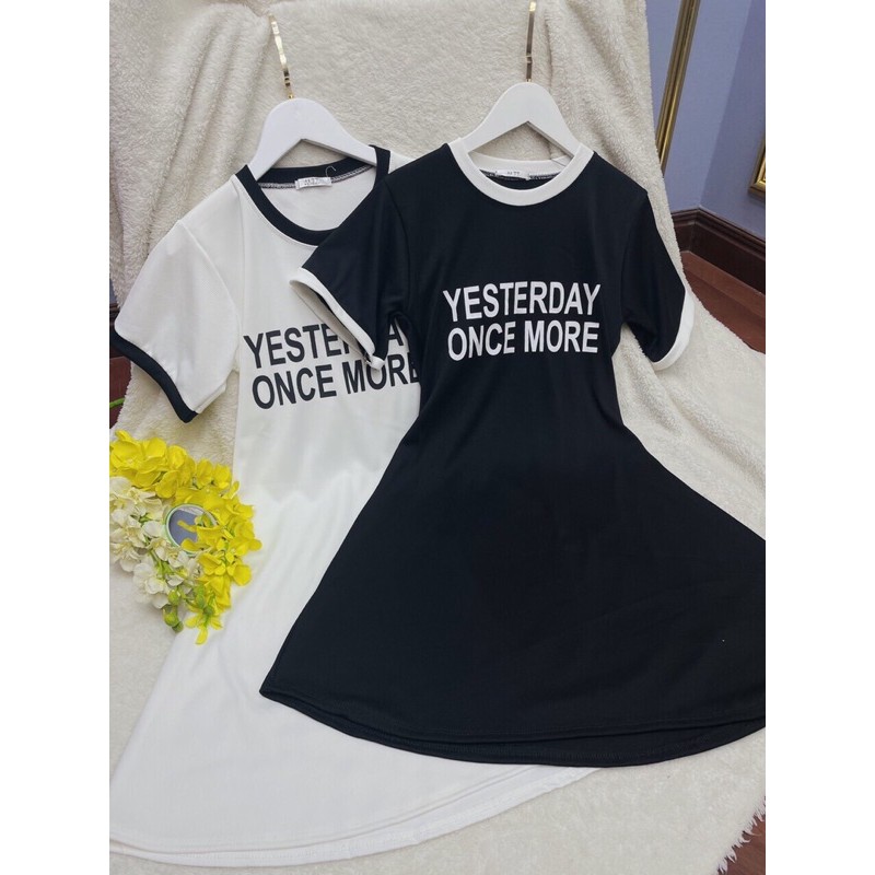 [Mã FAMAYWA2 giảm 10K đơn 50K] Đầm Thun Nữ YESTERDAY 🦋 Váy Nữ Phối Màu Dáng Ôm Đen Trắng 2 Màu 🦋