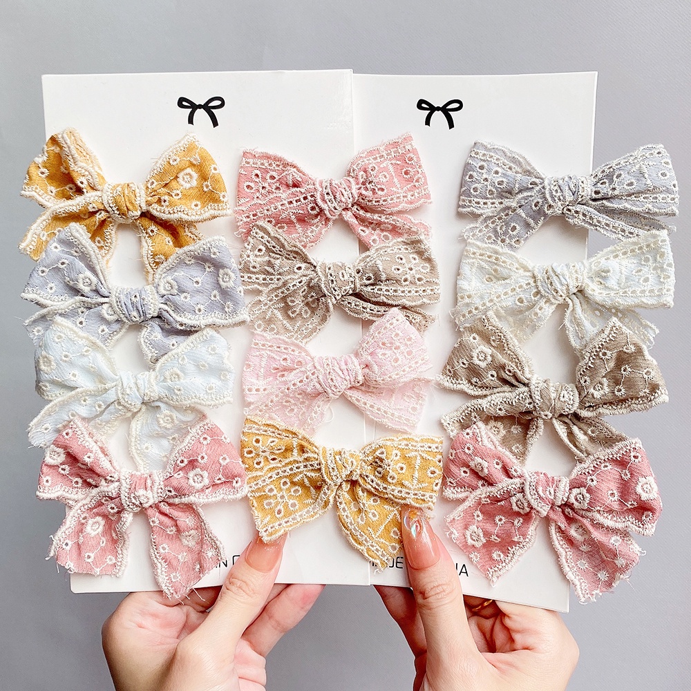 Kẹp tóc nơ KIDSBOWS thêu hoa thời trang xinh xắn cho bé gái