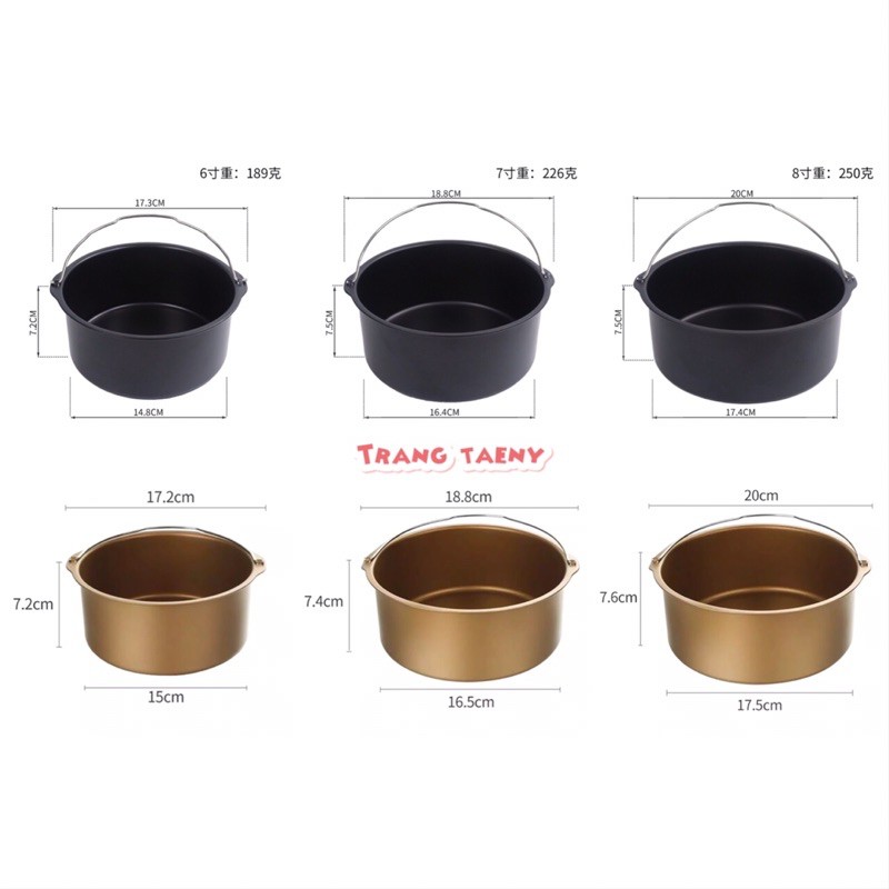 Khuôn tròn chống dính đế liền có quai xách / Khuôn chiên