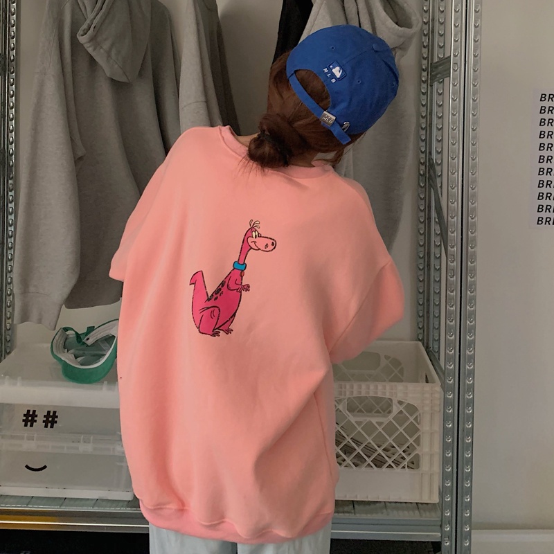 Áo Nỉ Dài Trung Bình Dáng Rộng In Chữ Bằng Lông Cừu Dày Thời Trang Mùa