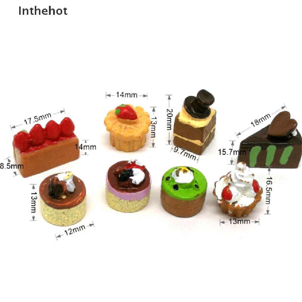 Set 8 Mô Hình Bánh Kem Dâu mini Trang Trí Nhà Búp Bê