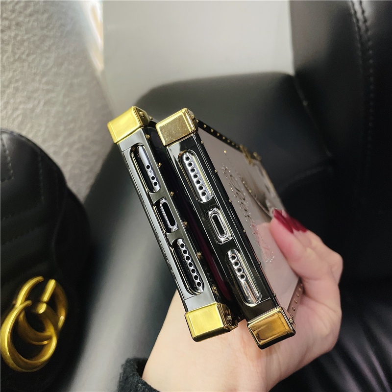 Thời Trang Ốp Điện Thoại Hình Vuông Đính Kim Cương Giả Cho iphone 14 13 12 pro max 11 pro max xs xr 6 6s 8 7plus