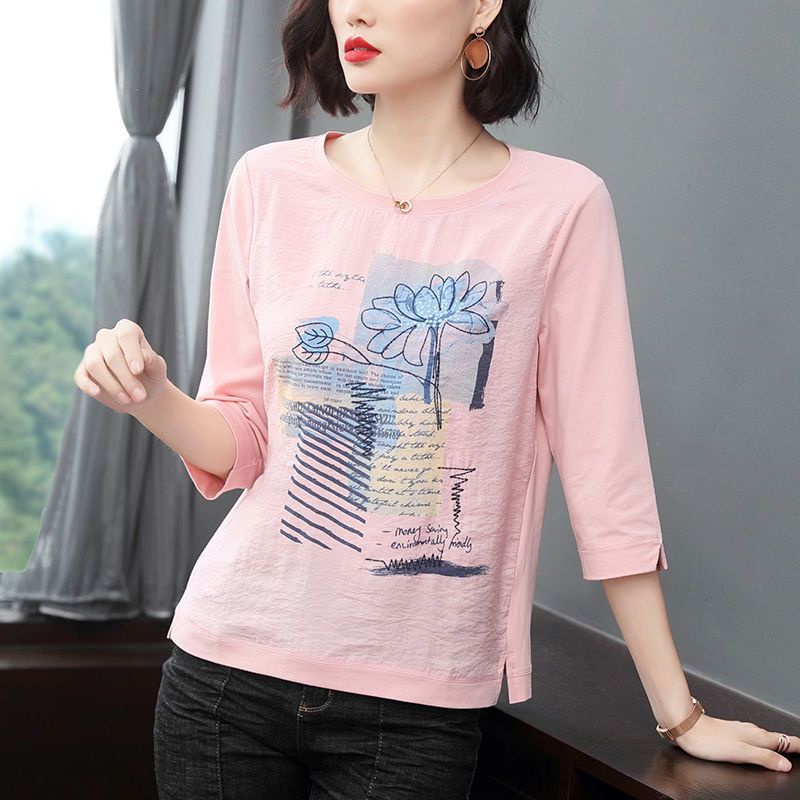 Áo Thun Tay Ngắn Thời Trang Cho Phụ Nữ Trung Niên