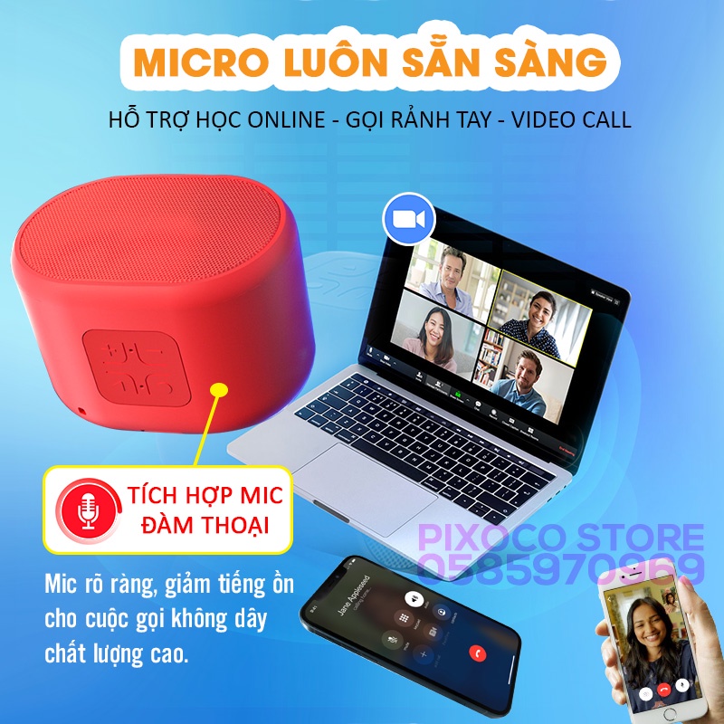 Loa bluetooth mini PKD4 nhỏ gọn hỗ trợ Aux, USB, Thẻ nhớ và pin lâu 12h