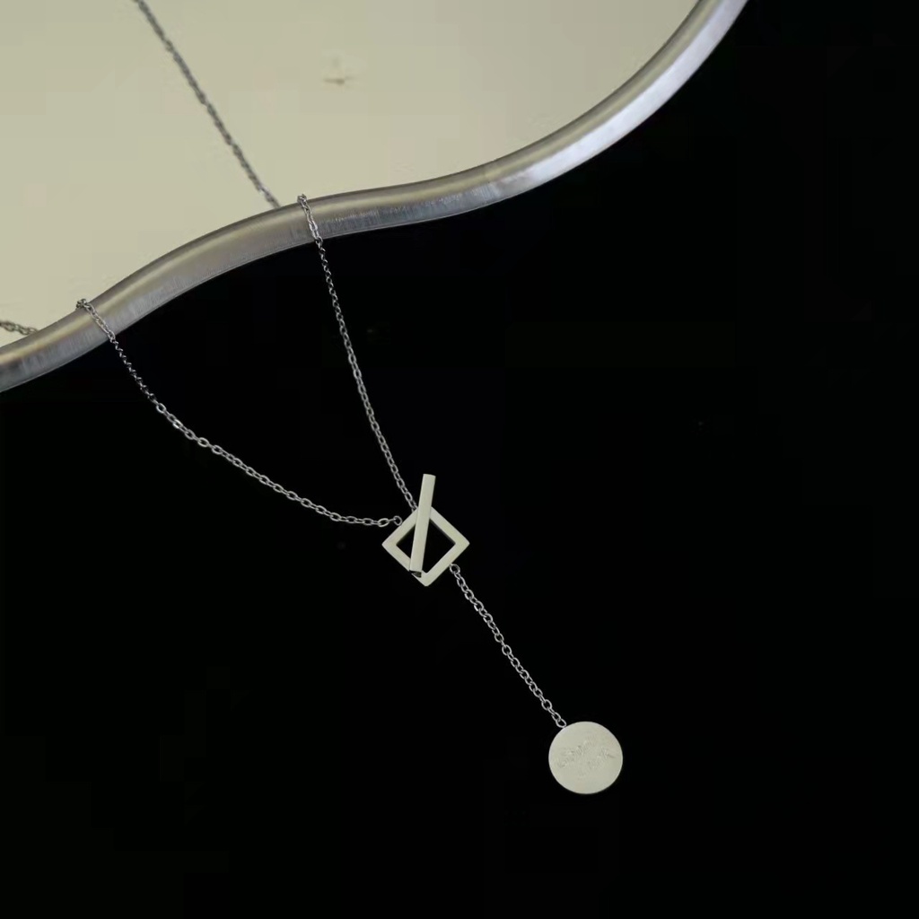 Vòng Cổ Mặt Vuông Khắc Chữ Mang Lại May Mắn Phong Cách Hàn Quốc Thời Trang Mới Dành Cho Nữ