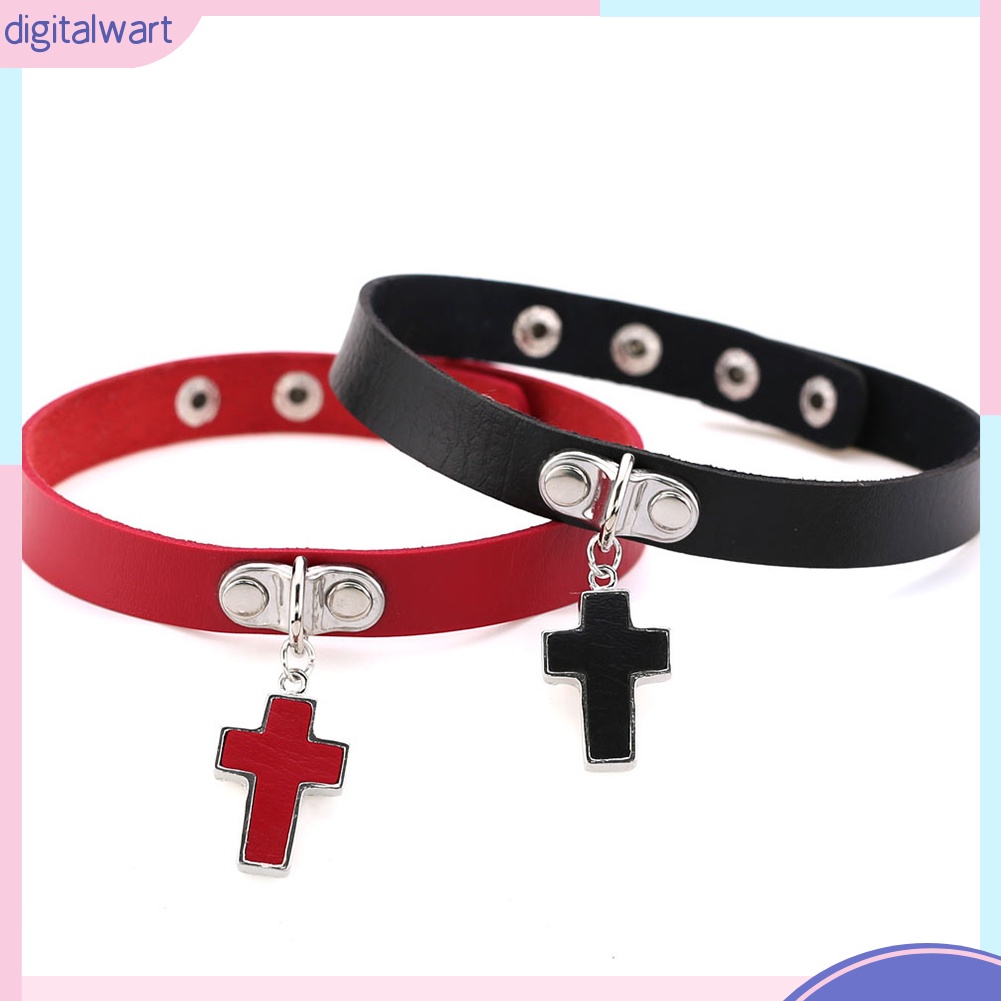 Vòng Cổ Choker Giả Da Phối Mặt Chữ Thập Thời Trang Cá Tính Dành Cho Nữ