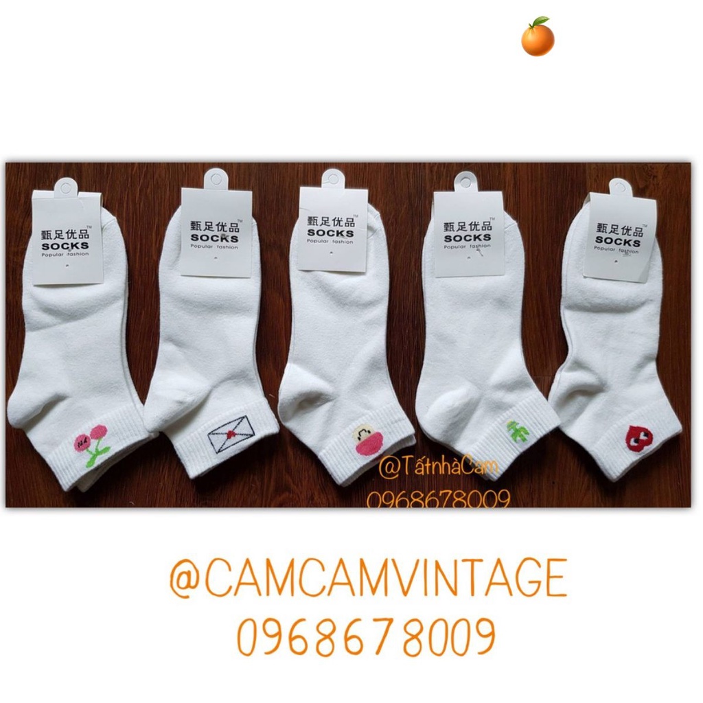 TẤT NGẮN CỔ NỮ , VỚ NGẮN CỔ NAM TẤT TRẮNG CỔ LỬNG THÊU HÌNH