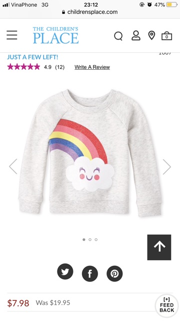 ❌❌Áo nỉ dài tay Place dễ thương cho bé