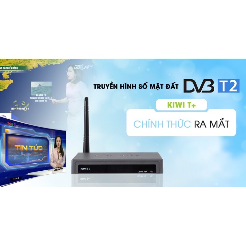 Androi Kiwi box T+ xem truyền hình không mất phí, tích hợp wifi và DVB T2. TIVI BOX KIWI T+ truyền hình số mặt đất/ mạng