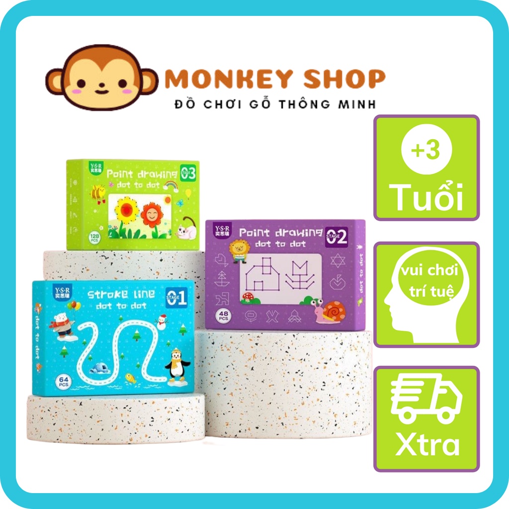 SÁCH VẼ STROKE LINE DOT TO DOT XÓA ĐƯỢC 64 TRANG CHO BÉ PHÁT TRIỂN TRÍ TUỆ MONKEYSHOP