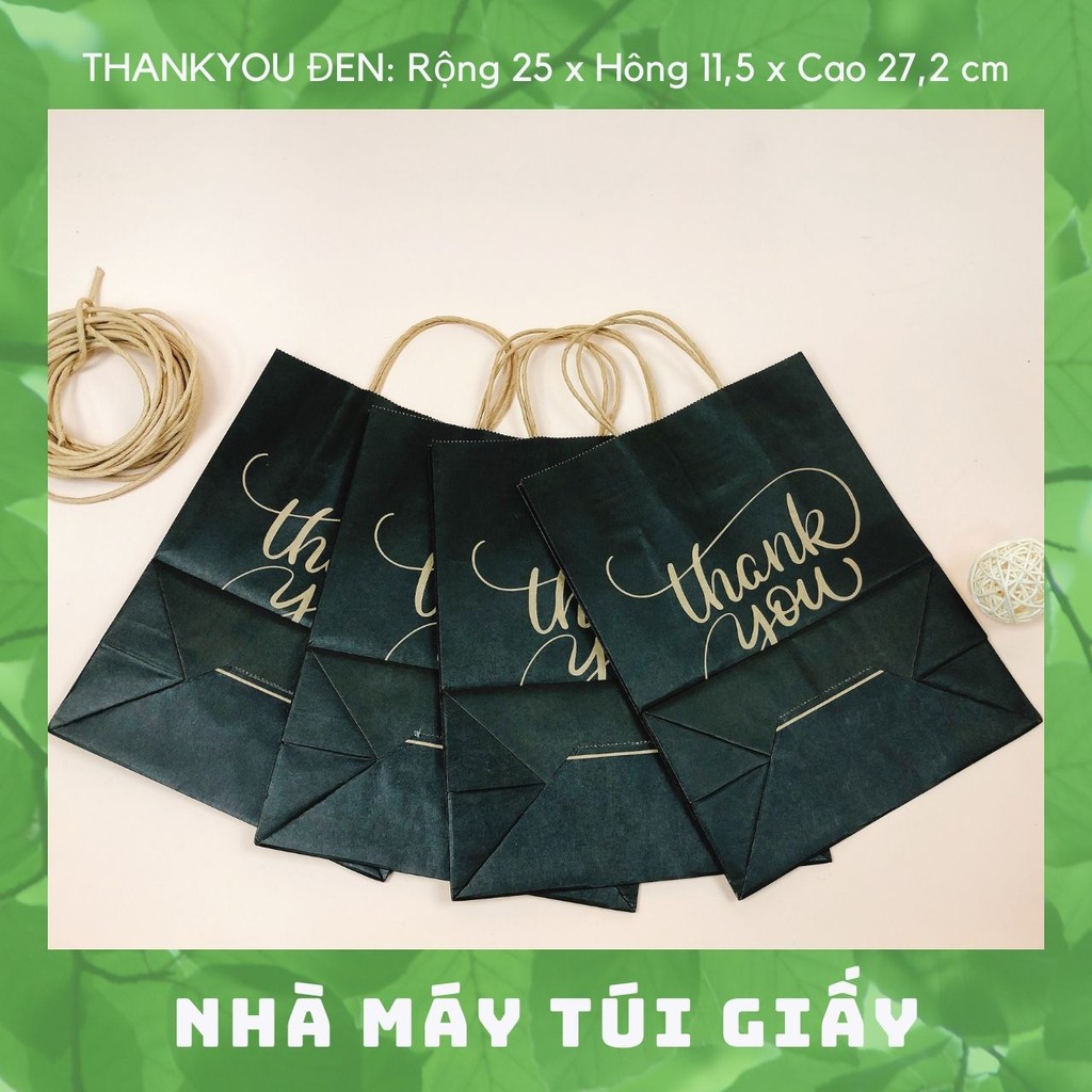 100 CHIẾC TÚI GIẤY THANKYOU ĐEN SIZE M CÓ QUAI