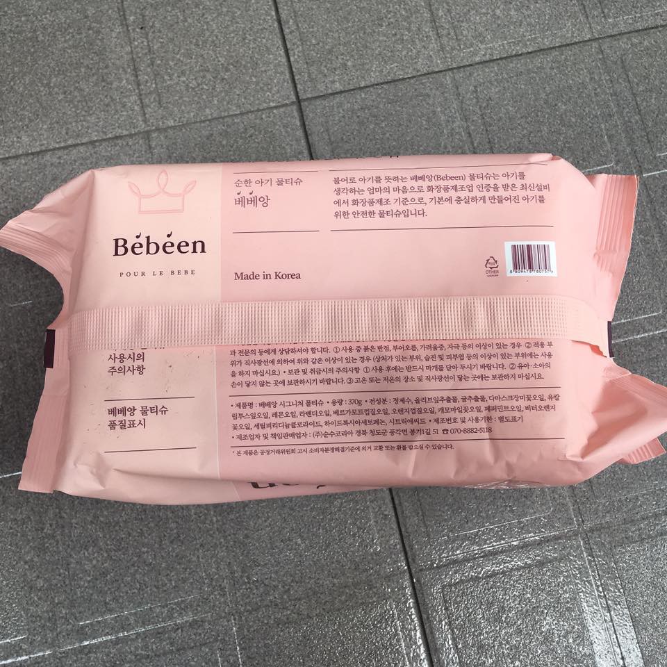 Khăn giấy ướt Bebeen Made In Korea 100 tờ không mùi