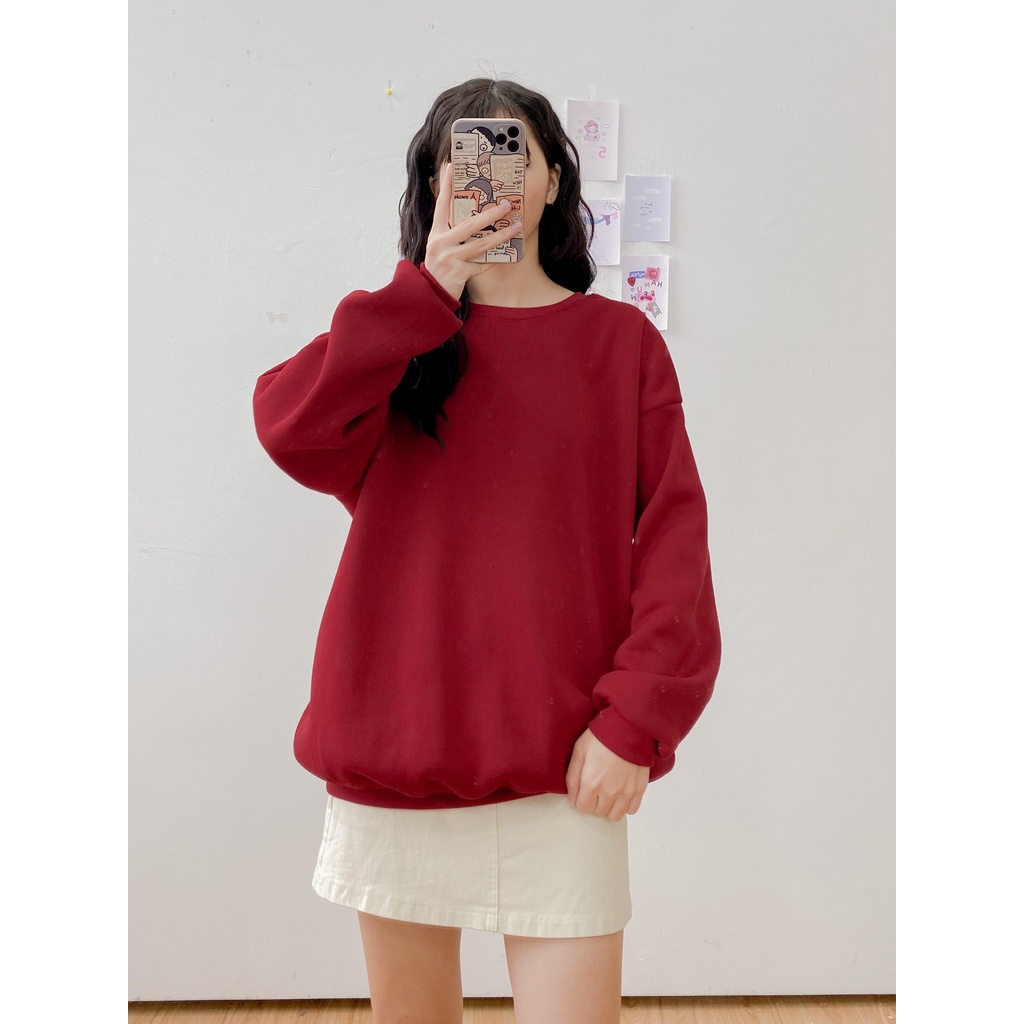 [HÀNG CÓ SẴN] Áo nỉ oversize May Boutique áo nỉ dài tay trơn màu Đỏ ABS21H_110.001_RD_F | BigBuy360 - bigbuy360.vn