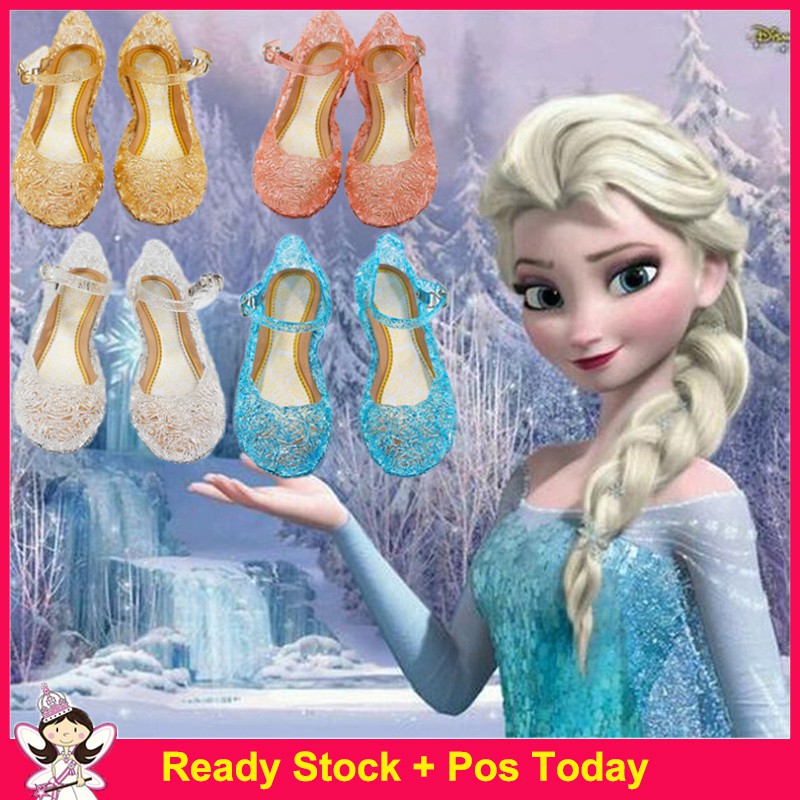 Kids Girls Crystal Jelly Sandals Princess Frozen Elsa Cosplay Party Dance Shoes Size 25-37