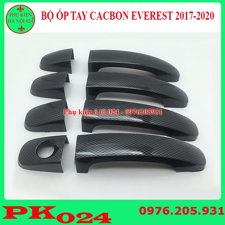 Ốp tay hõm Everest 2017-2020 vân cacbon bảo vệ cửa chống trầy xước