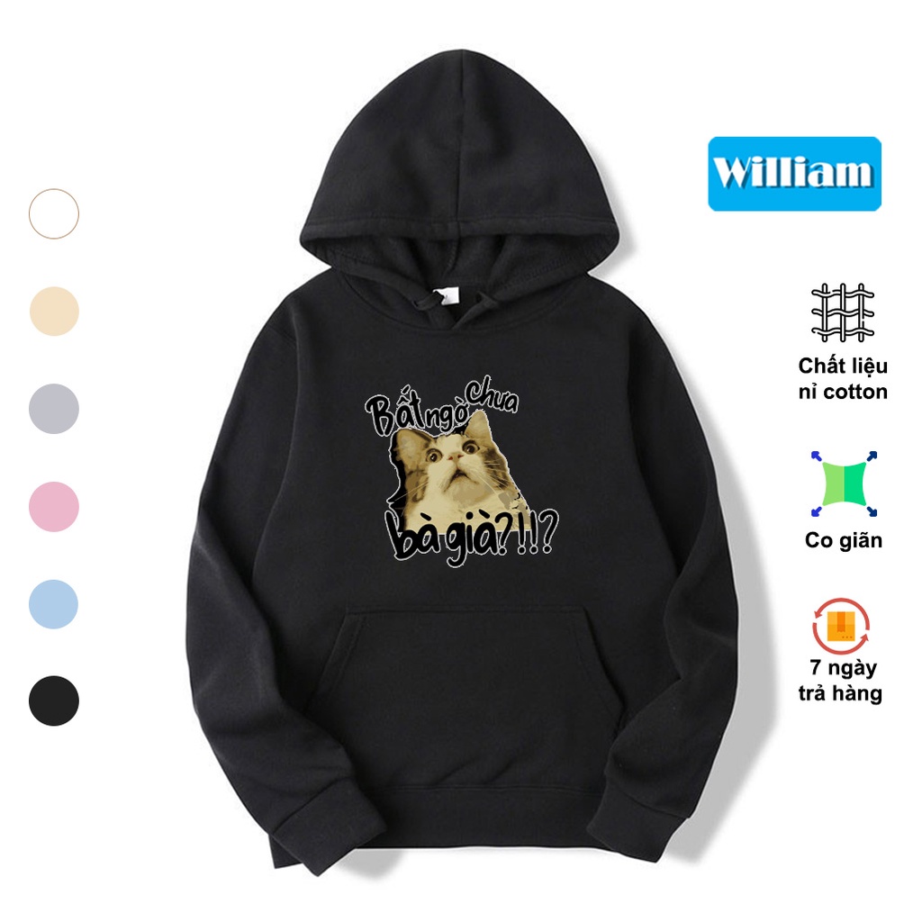 Áo hoodie nam nữ hình Mèo bắt trend cực dễ thương, chất nỉ bông dày dặn, in Pet cao cấp William - DS230