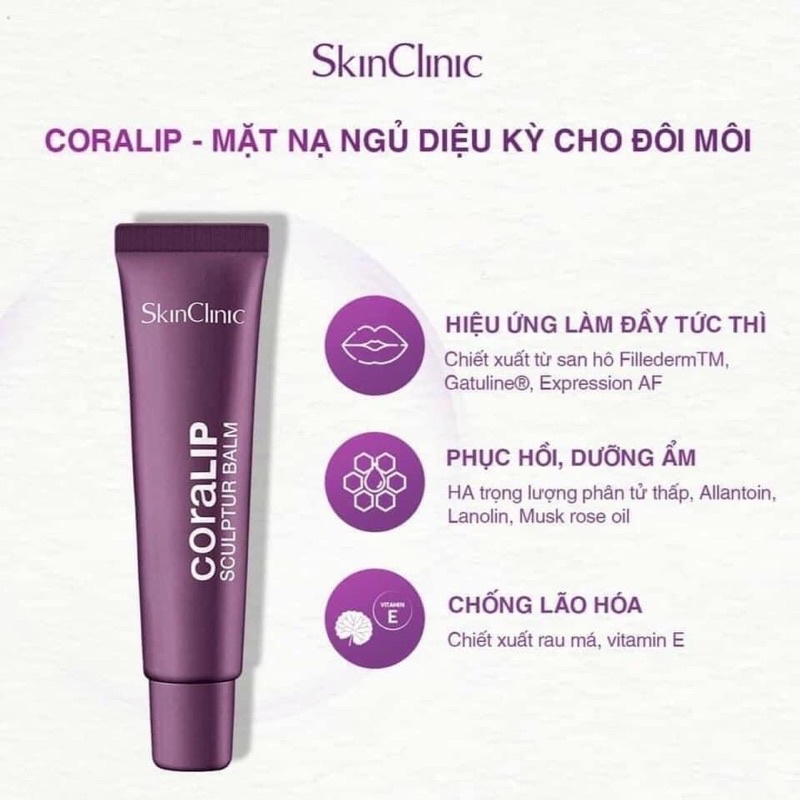 [Hàng Nhập] Dưỡng Môi SkinClinic CORALIP - Xóa Nhăn Rãnh Môi, Tạo Hình Đôi Môi Căng Mọng Mềm Mịn 15ml