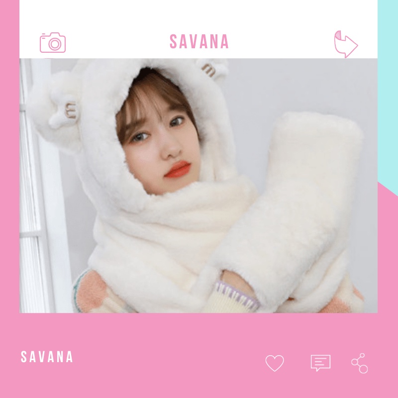 Mũ bóp tai thỏ giậtM lông tơ kpop store nữ tính Savana MB02