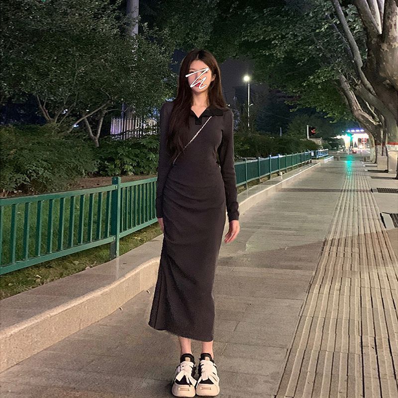 COZOK Váy polo Tay Dài Form Ôm Xẻ Tà Hợp Thời Trang