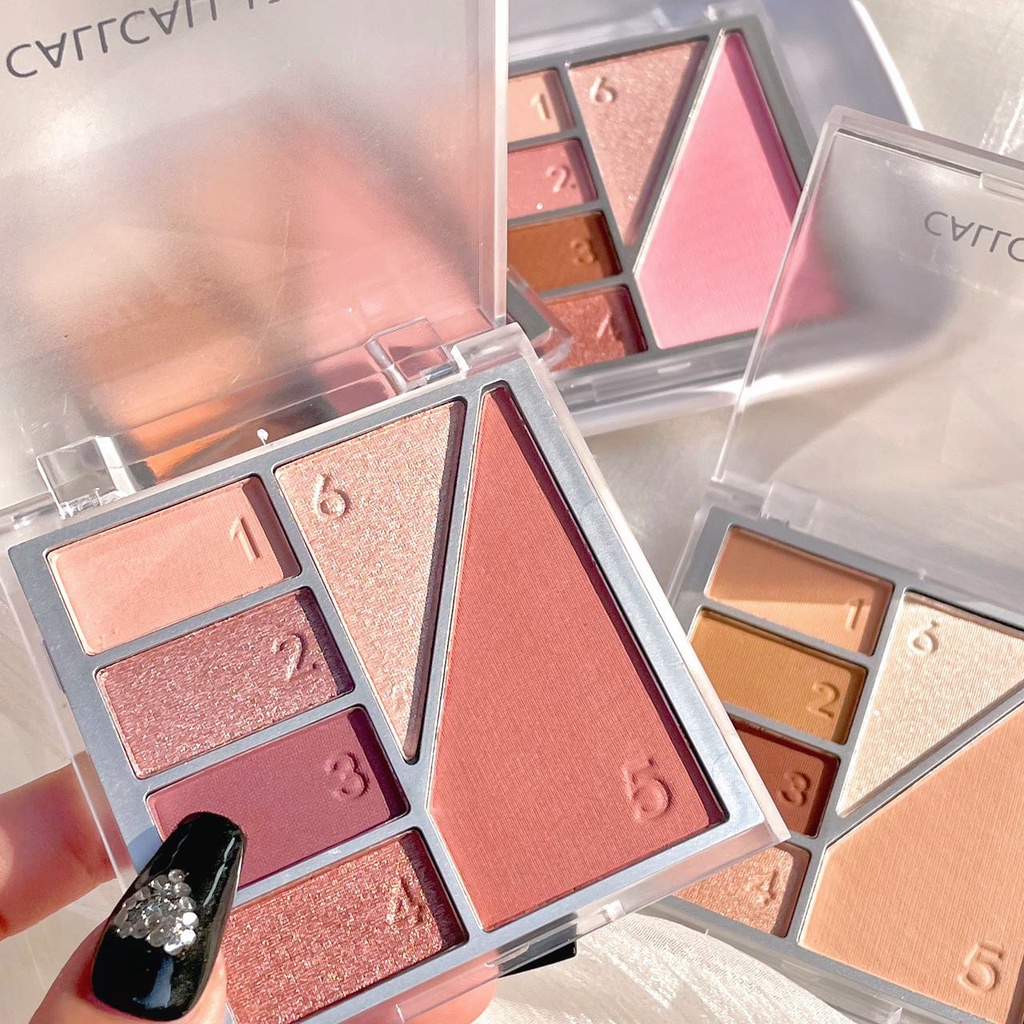 Bảng Phấn Mắt Callcall Ling Sáu Màu Sắc Tố Ngọc Trai Sữa Màu Đất Lấp Lánh Dành Cho Học Sinh