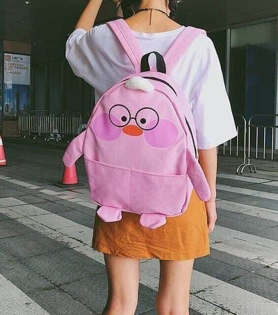 Balo vịt con vải canvas dù Lalafanfan màu trắng