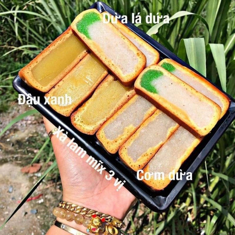 Bánh dừa xà lam nướng mix 3 vị hộp 500g