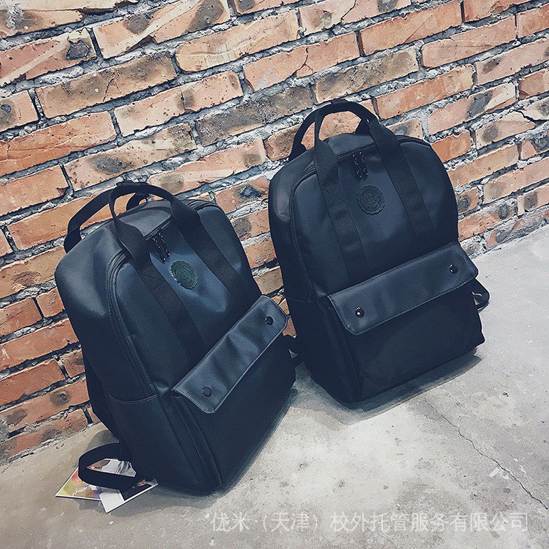 Korean style couple schoolbag women's high school simple backpack Harajuku trendy College student Men's canvas travel