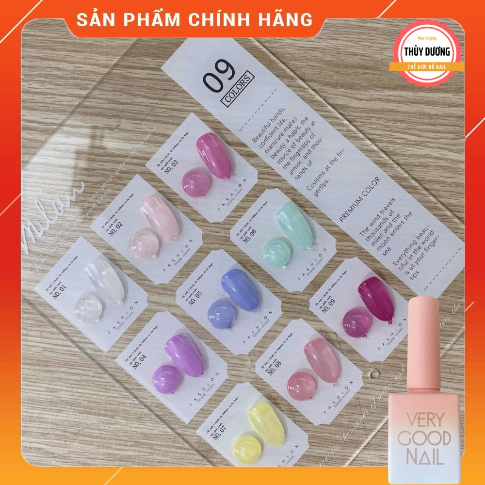 [01] Set sơn gel thạch 9 màu Very Good Nail chính hãng 15ml + tặng kèm bảng màu