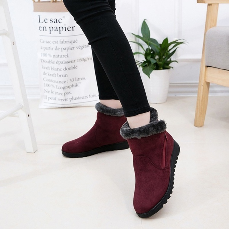 Casual Winter Mother Shoes Women'S Ankle Boots Fashion Flat Warm Boots