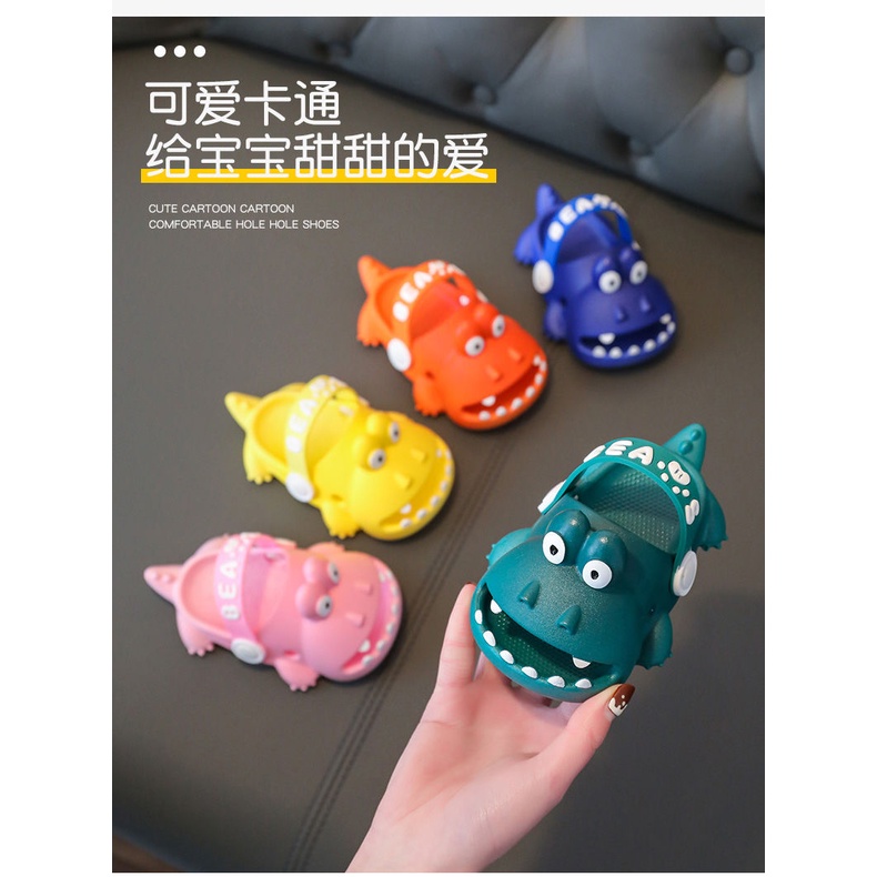 Dép Sandal Đế Dày Không Trượt Hở Ngón Họa Tiết Khủng Long Thời Trang Mùa Hè Cho Bé Trai Và Gái