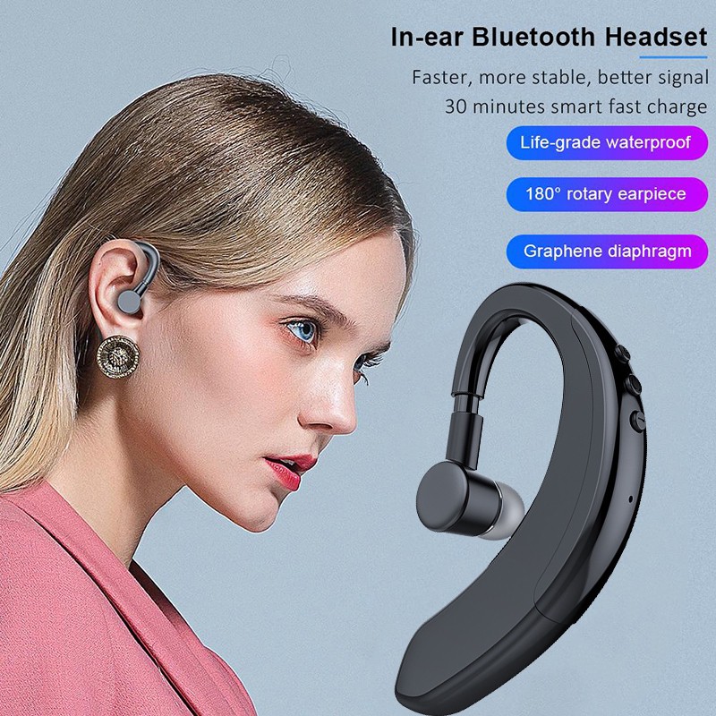 Tai Nghe Bluetooth Móc Tai 💕 Pin Trâu Đàm Thoại 20 Giờ - Sạc Siêu Nhanh 20 Phút 💕 Kén Sạc Kiêm Sạc Dự Phòng