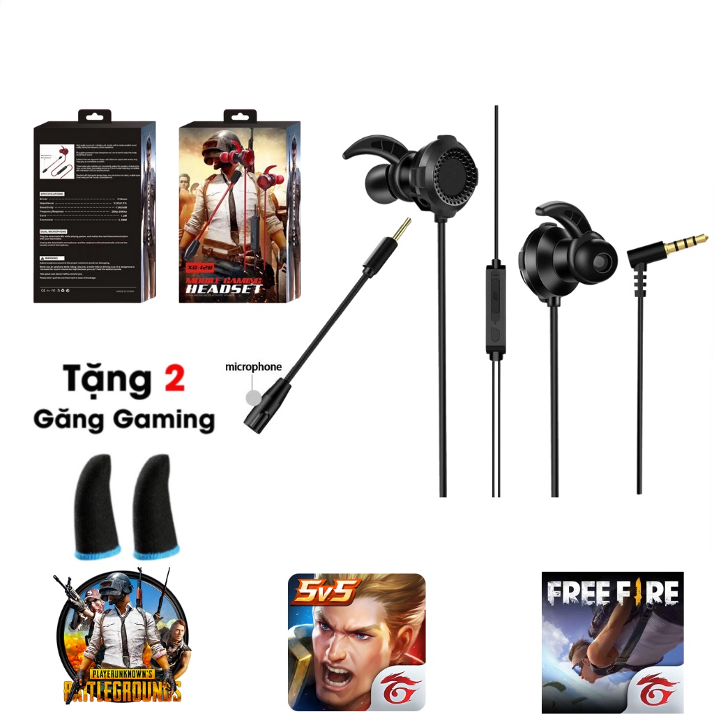 Tai Nghe Gaming XG-120 Có Dây Nhét Tai Chơi Game PUBG/FF/ROS/Tốc Chiến Chống Ồn Có Mic Cho PC và các dòng điện thoại