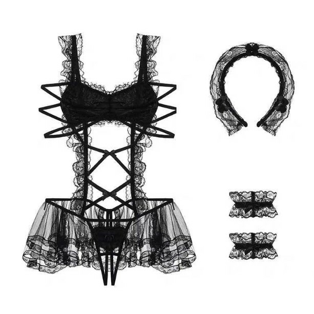 [HÀNG FEEET MOI CAO CẤP](Video+Hình Thật)Đồ Ngủ Sexy Cosplay Hầu Gái,Váy Ngủ Ren Kèm Băng Đô+Vòng Tay,Đồ Ngủ Lưới | BigBuy360 - bigbuy360.vn