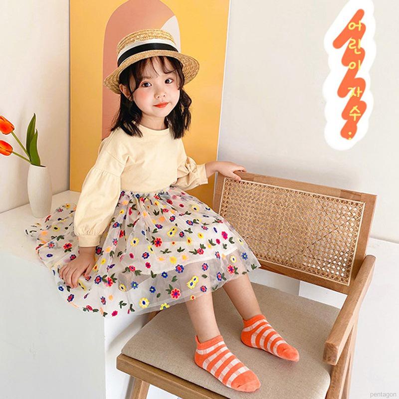 Set 4 Đôi Vớ Cổ Thấp Thêu Họa Tiết Hoạt Hình Thoáng Khí Thời Trang Mùa Hè Cho Bé