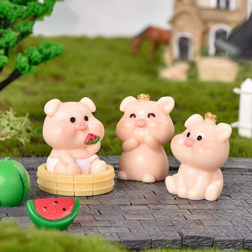 1 Đồ trang trí chú heo dễ thương trang trí nhà búp bê DIY