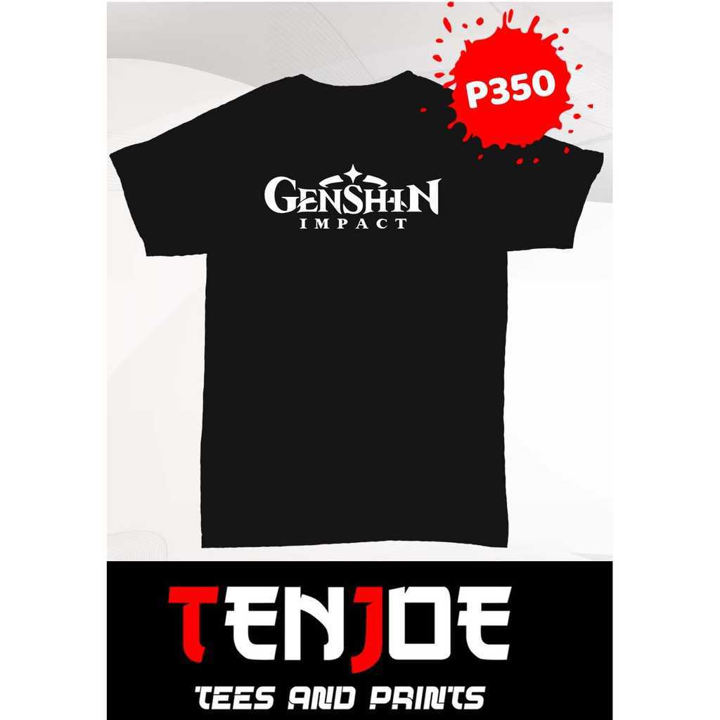Áo Thun Tay Ngắn Họa Tiết Genshin Impact Màu Dạ Quang Cá Tính