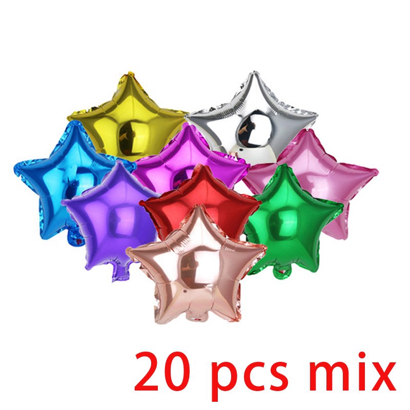Set 20 Bong Bóng Hình Ngôi Sao Năm Cánh 10 Inch Trang Trí Tiệc